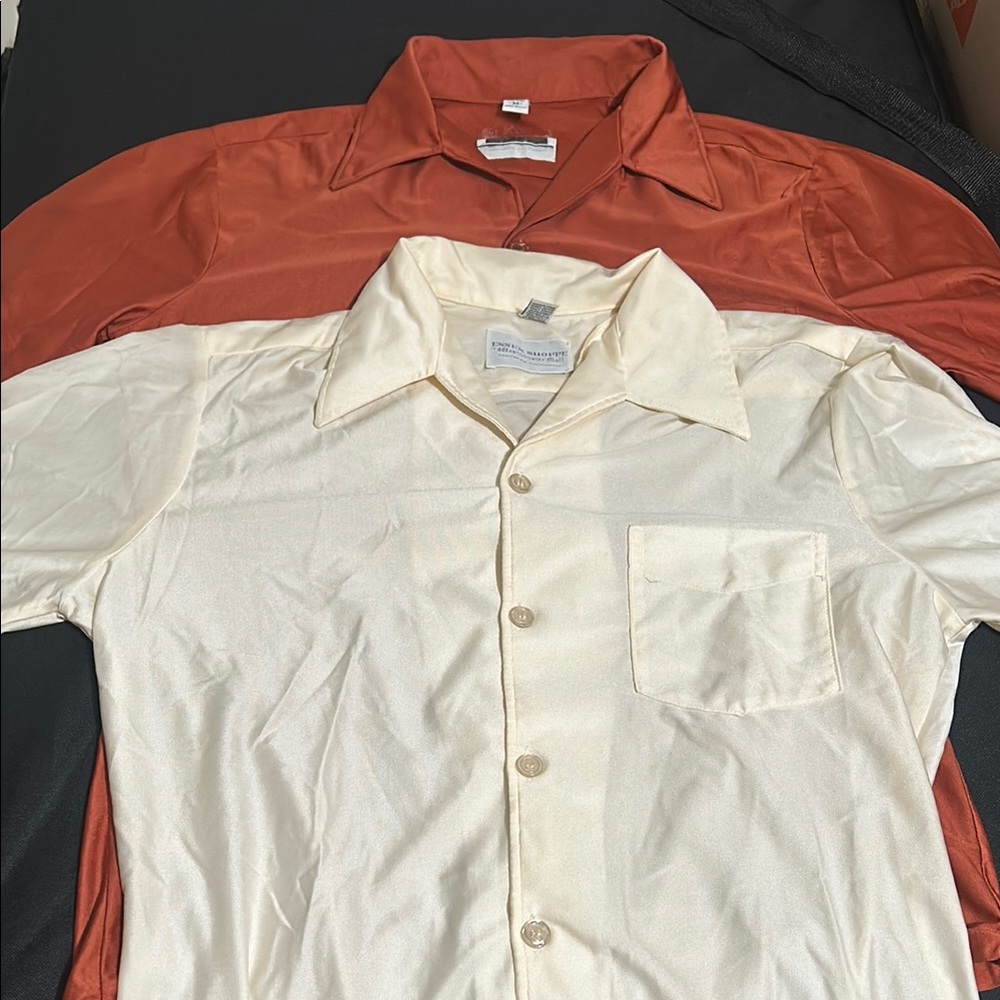 Casual Cream and Orange Button Down Shirts